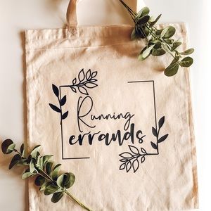 Floral “Running Errands” Canvas Tote Bag